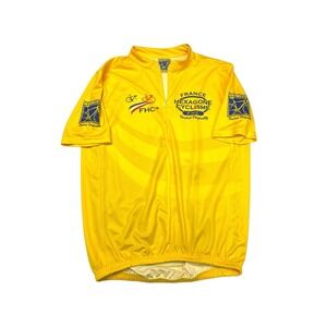 Yellow France Hexagon Cyclisme Cycling Jersey 1/4 Zip Size Medium No Tag